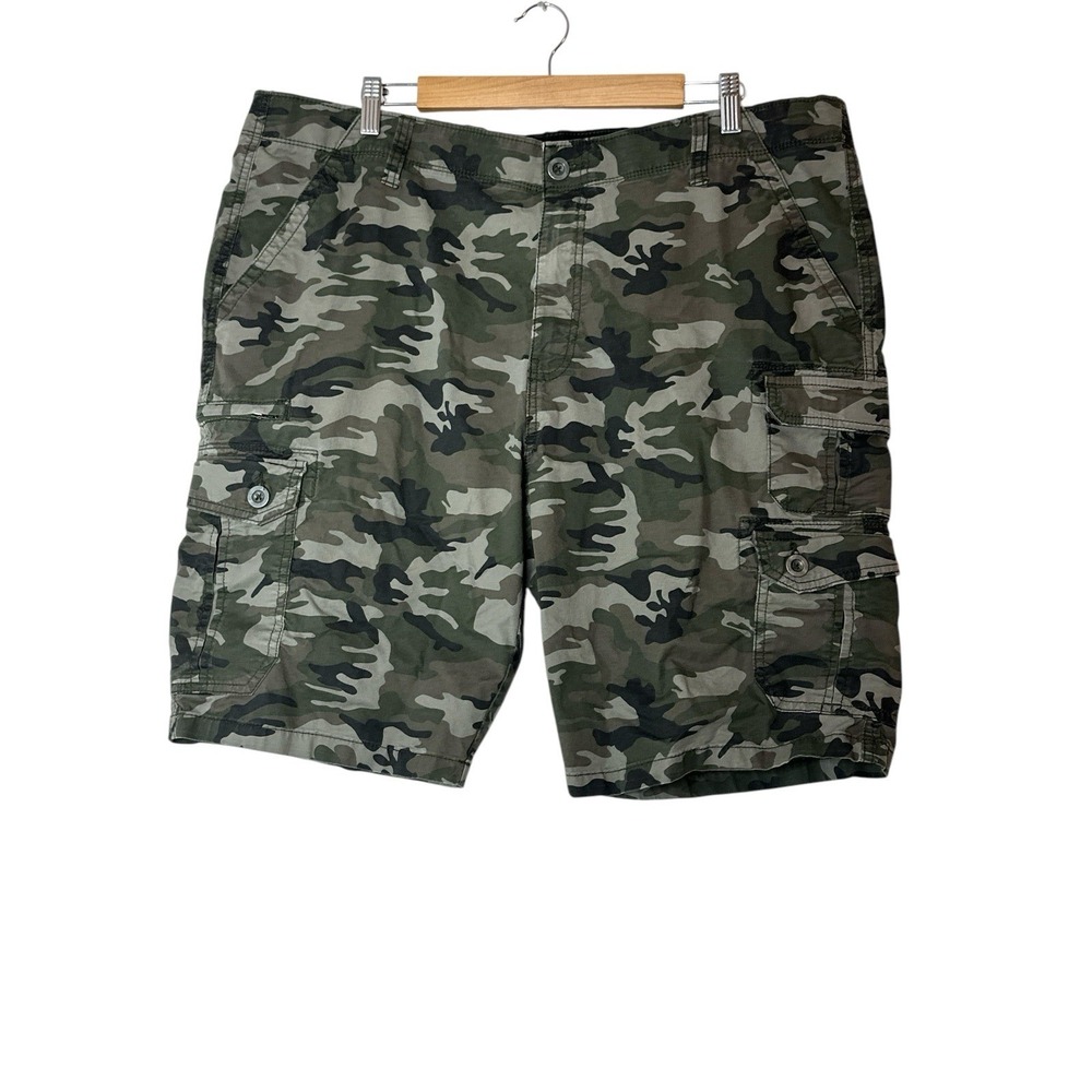 Iron Flex Shorts Men Size‎ 49 Cargo Camo Canvas Hike Trail Camouflage Camping
